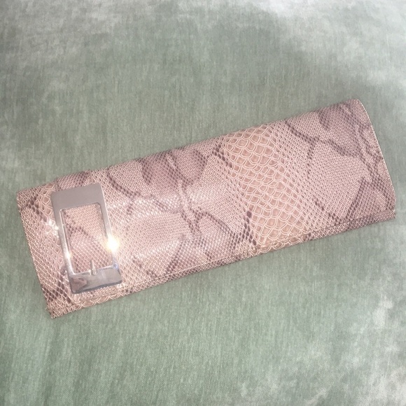 Big Buddha Santa Barbara Snake Print Python Clutch - Picture 2 of 3